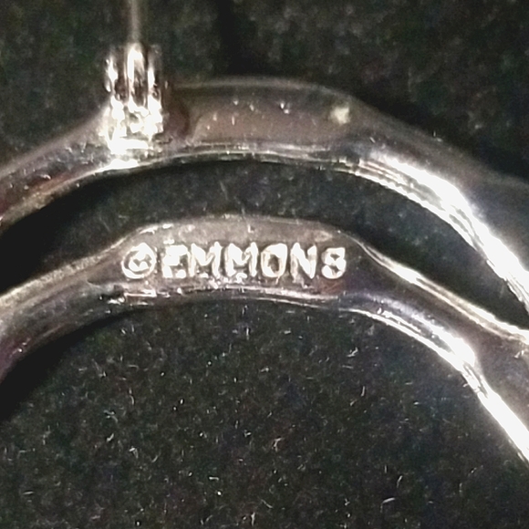 Vintage Signed Emmons Silver Brooch, Double Open Circles, Hammered Details - Picture 3 of 6
